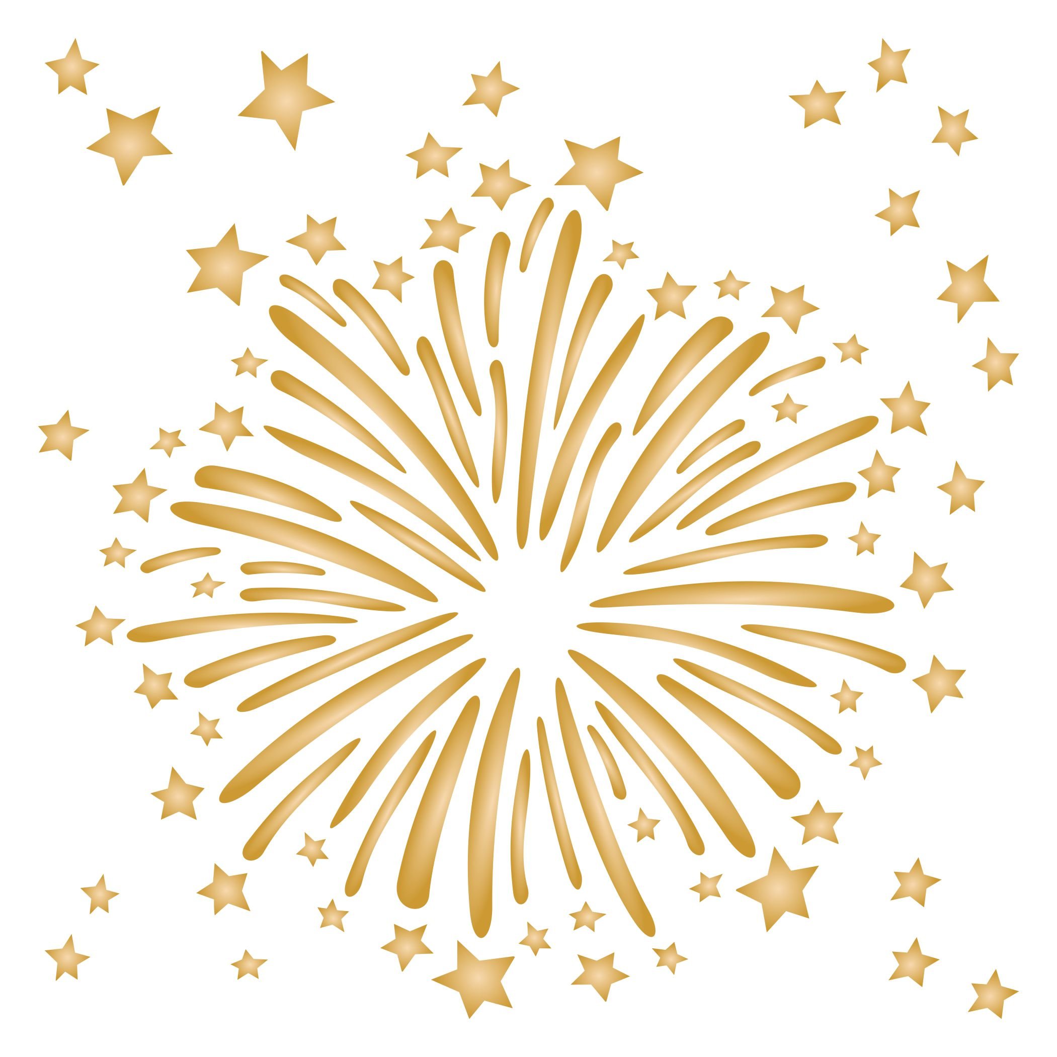 Fireworks Stencil - 21.5 x 21.5cm (L) - Reusable New Year Pyrotechnics Celebration Sparklers Party Wall Stencil Template