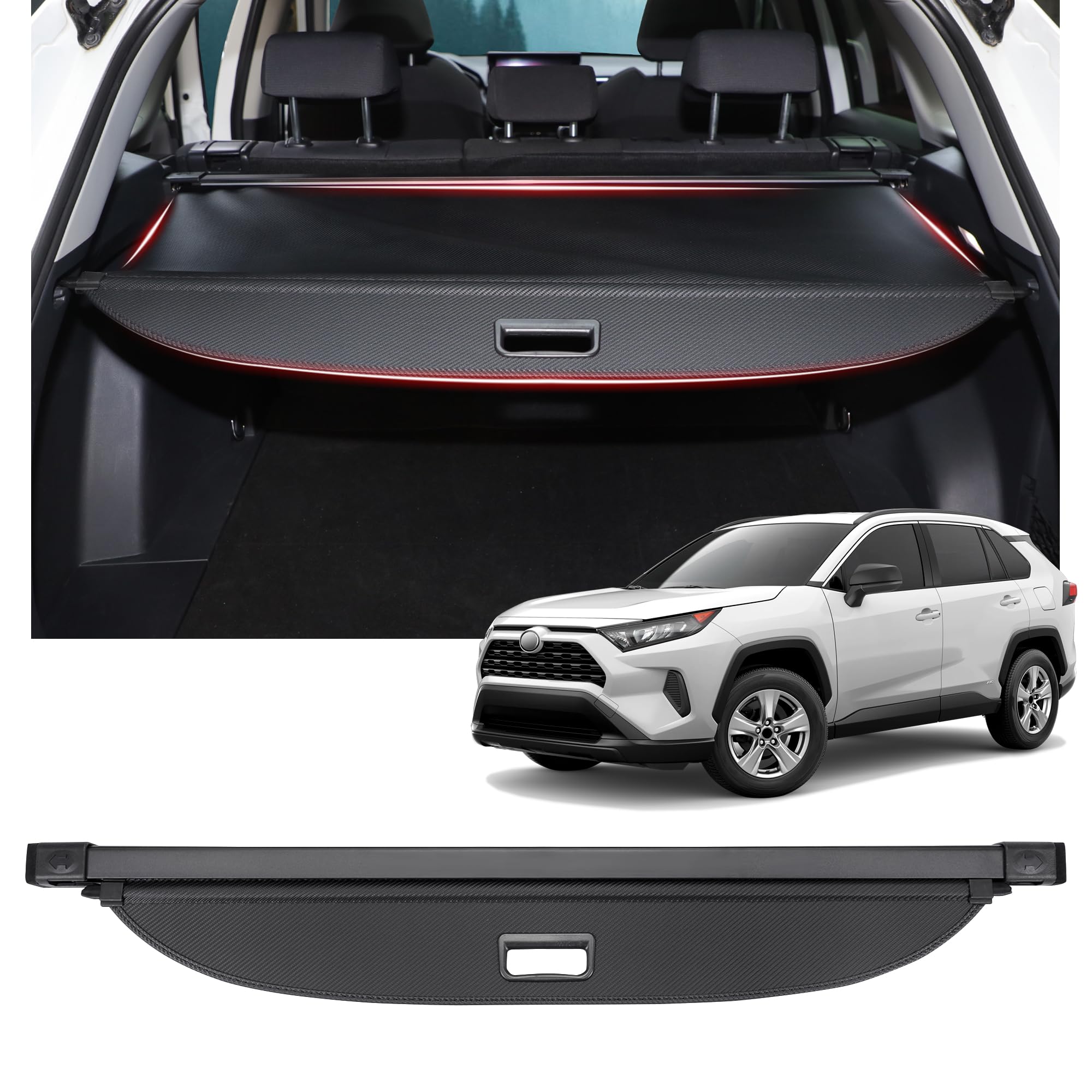 Photo 1 of Fannyc Cargo Cover Fit for Toyota RAV4 2024 2023 2022 2021 2020 2019 Accessories,Retractable Rear Trunk Cover Luggage Security Shield Shade Cover