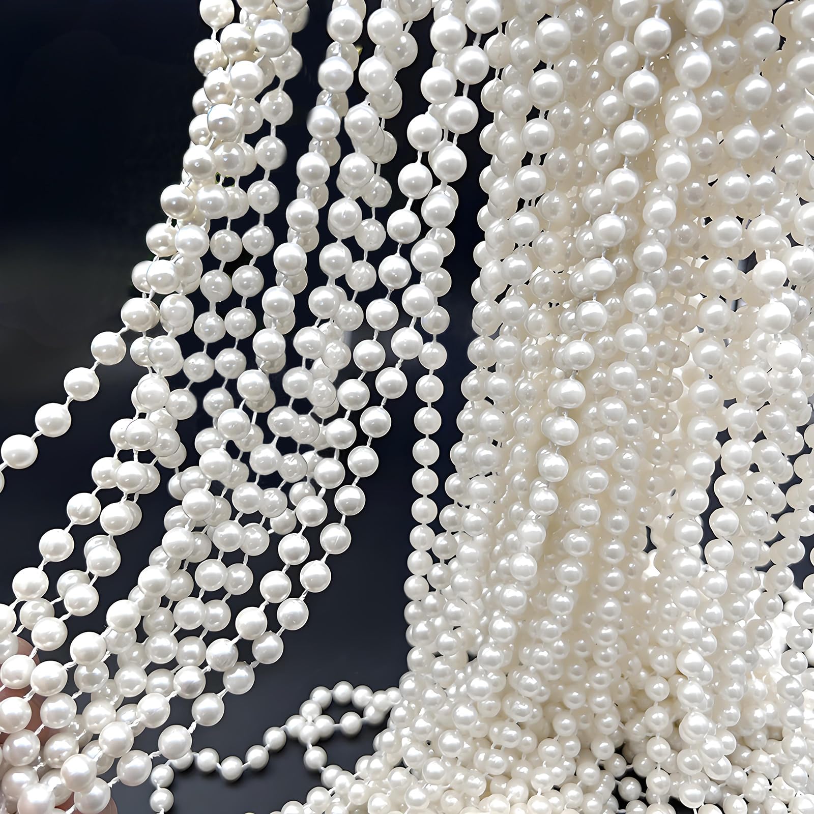 Photo 1 of 12mm Pearls for Crafting 26 Feet Pearl Strings Garland for Crafts Artificial Pearl Beaded Trim Chain Roll Strands Craft String Pearls for Pearl Bead Roll Strand for Wedding Party Christmas Decoration