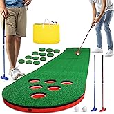 Golf Putting Game Set, Mini Golf Game Set with 2 Putters 2 Balls, 10 Feet Practice Putting Green Mat for Adults, Indoor Outdoor Backyard Party Game