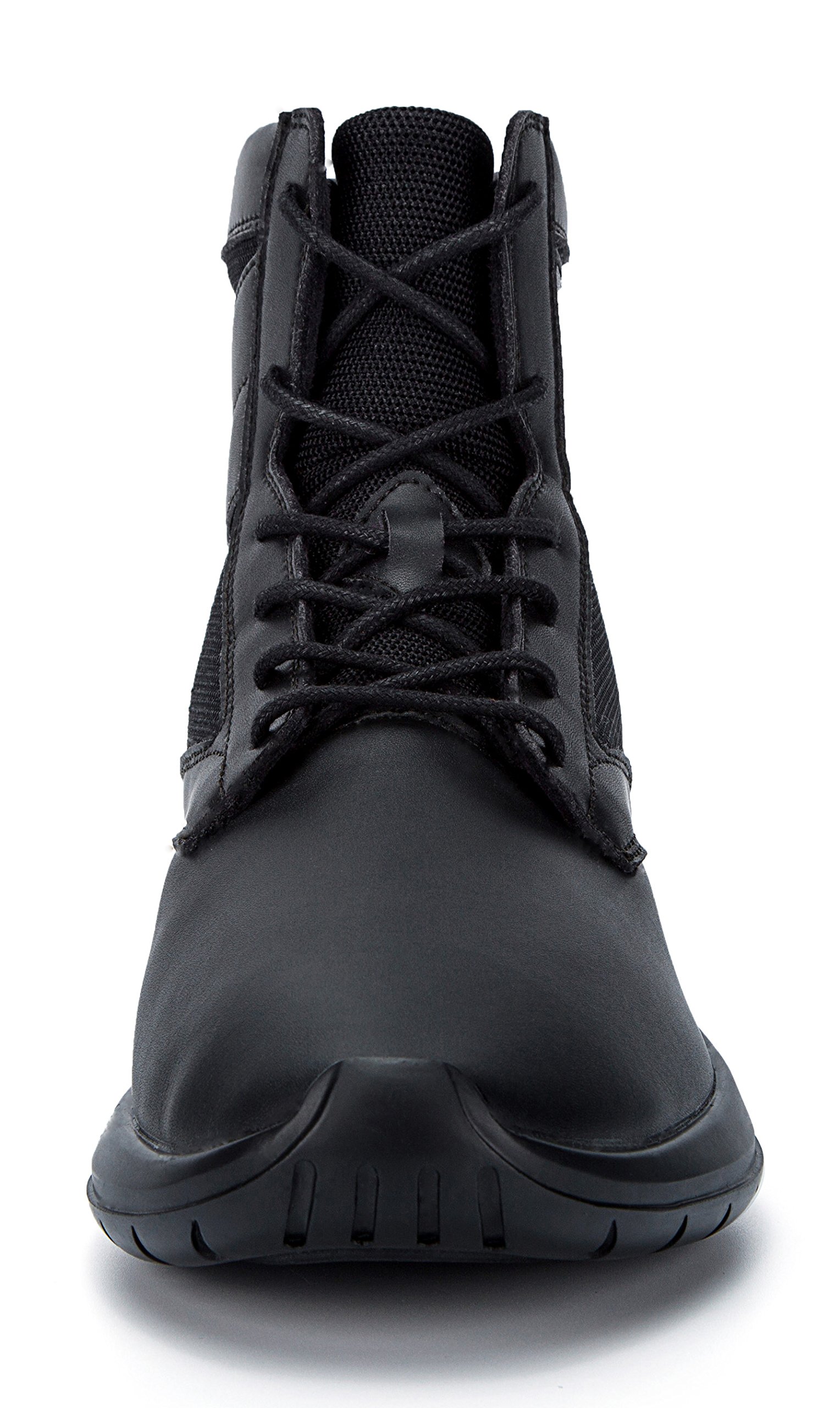 Mens Womens Unisex Ankle Boots Lace Up Cushioning Black Leather Winter Snow Shoes (4 UK, Black)