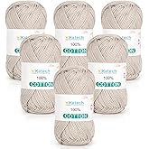 Katech 1OO% Cotton Yarn for Crocheting &amp; Knitting-Baby Cotton Yarn (Beige) | 6 Pack of 137 Yards/1.76 oz Sport Weight Yarn for Crochet-Soft &amp; Breathable-Ideal for Dishcloths, Baby Clothes, Potholders