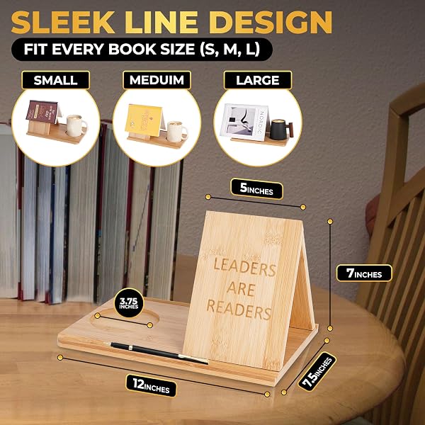 BARNLUX WOODEN BOOK HOLDER STAND FOR BEDROOM TABLE DECOR | BOOK NOOK READING VALET STAND WITH COFFEE DRINK HOLDER, NIGHT STAND BOOK HOLDER, BOOK REST STAND FOR BIRTHDAY GIFT FOR BOOK LOVER