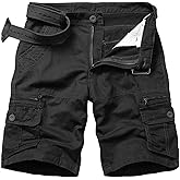 CARPANT Men's Cotton Cargo Shorts Relaxed Fit Outdoor Casual Work Shorts with Zipper Pockets No Belt
