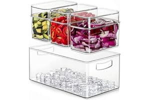 Hudgan Large Taco Bar Serving Set for Party with 3 Containers(50 Oz), Mimosa Bar Accessories with Separate Lids, Chilled Condiment Caddy Organizer for Salad, Fruit, Party Garnish