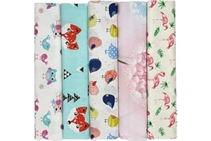 aufodara 5pcs Cotton Craft Fabric Bundles Patterns Textile Patchwork Tissue, Quilting Fabric, 19.7"x19.7" Pre-Cut Fabric Squares for DIY Crafts Sewing Quilting Scrapbooking (#-55-C)