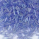 LIMAOLLY 90g Bugle Beads 2x7mm Mini Long Tube Seed Bead Glass Craft Beads AB Color Loose Spacer Beads for Earring Bracelets Necklace Waist Beads Jewelry Making(Sky Blue)