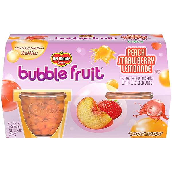 DEL MONTE BUBBLE FRUIT PEACH STRAWBERRY LEMONADE PEACHES...