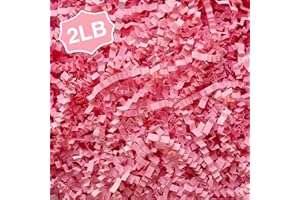 Corlcol 2LB Crinkle Cut Paper Shred Filler for Bag Gift Box Basket Confetti Paper Shreded Stuffing Decoration for Valentine's Day Holiday Party (Pink)