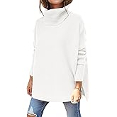 ANRABESS Women's Oversized Turtleneck Batwing Sleeve Spilt Casual Loose Knit Tunic Pullover Sweater Tops 2025 Fall Outfits