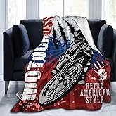 GregTins Motocross American Retro Style Blankets Ultra-Soft Flannel Throw Blanket Air Conditioner Blanket for Sofa Bed Living Room Home Decor 50"x40"
