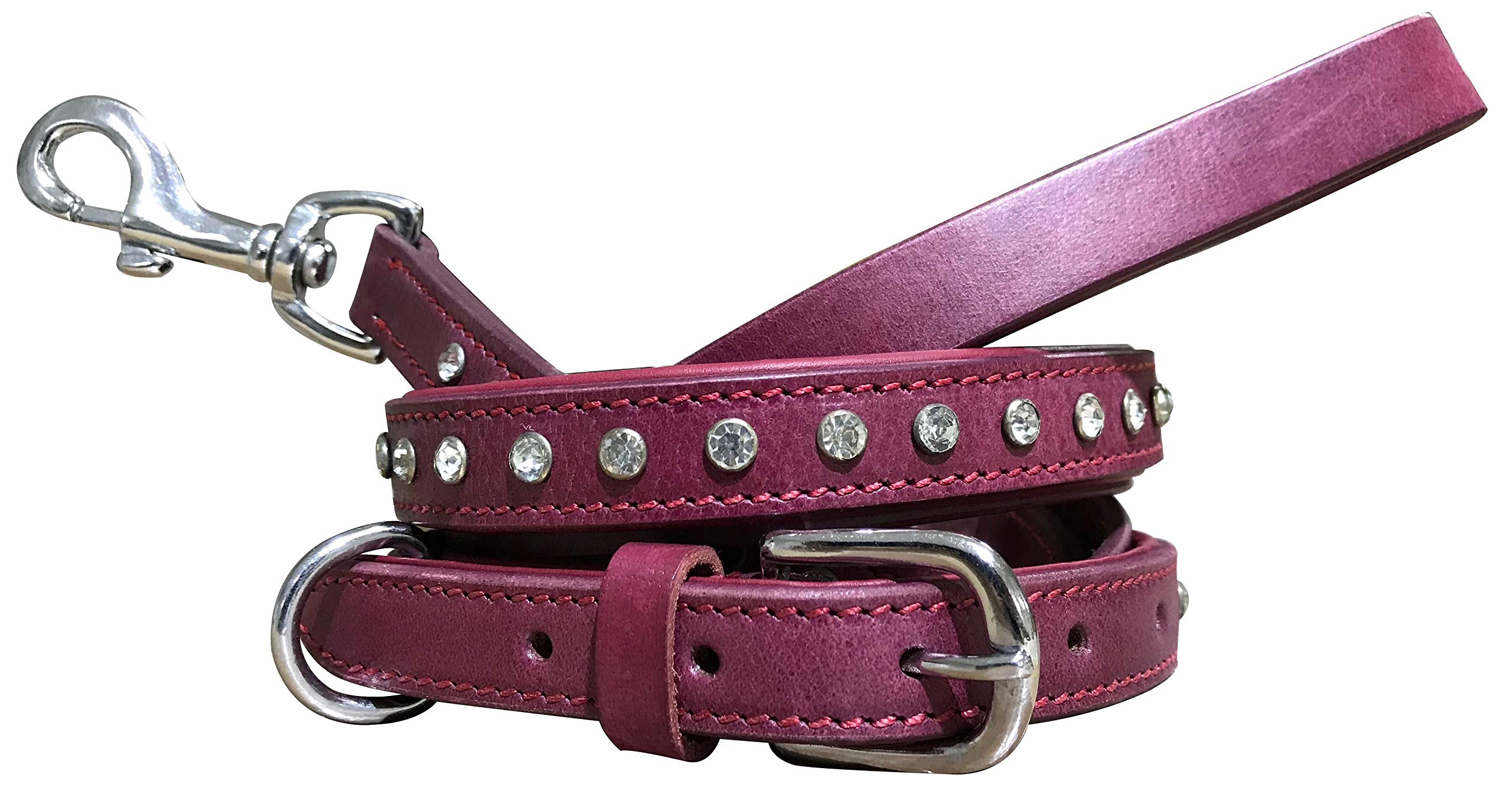 BRADLEY CROMPTON Genuine Leather Matching Pair Dog Collar and Lead Set M