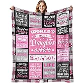 Daughter Valentines Day Birthday Gifts from Mom Dad - World's Best Daughter Ever Gifts - Mothers Day Christmas Graduation Birthday Presents for Daughters Adult - Daughters Life Blanket 50"x60"
