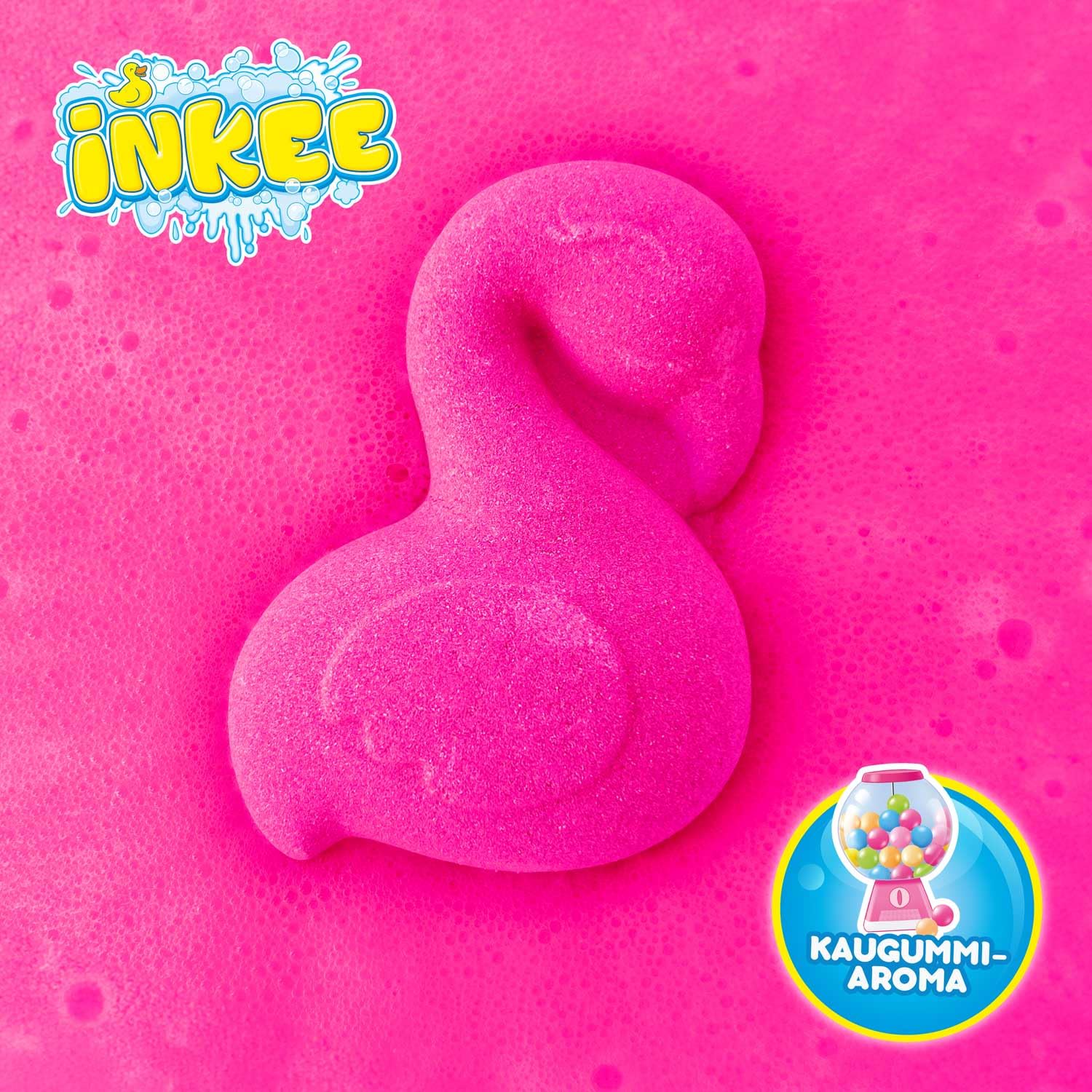 INKEE FLAMINGO Badebomben Kinder 15er Pack - 15x 15g Badekugeln - Spaßige Farben, Jojobaöl & Kaugummi-Aroma - Badespaß Kinder 4
