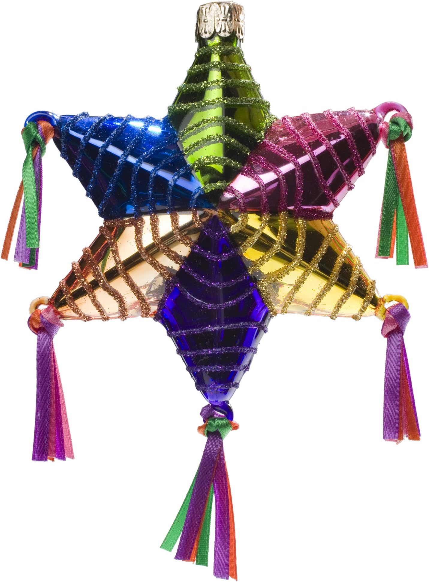 CasaQ by Darlene 'Star Piñata' 4" Hand-Painted Fine Glass Christmas Ornament