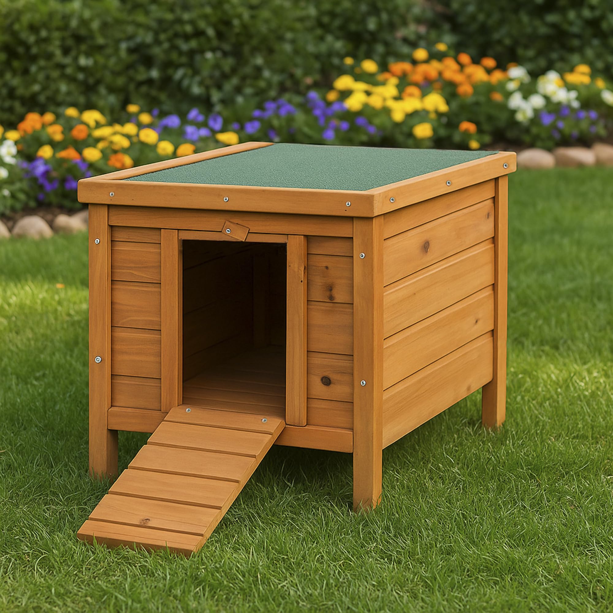 Pet Vida Wooden Pet Rabbit House Hutch, Guinea Pig Animal Outdoor Hide