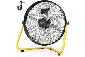 CCGIRU 20" High Velocity Floor Fan, 5500 CFM 3-Speed Industrial Shop Fan with Wall-Mounting System,Heavy Duty Metal Fan for Workshop, Garage and Warehouse - UL Safety Listed