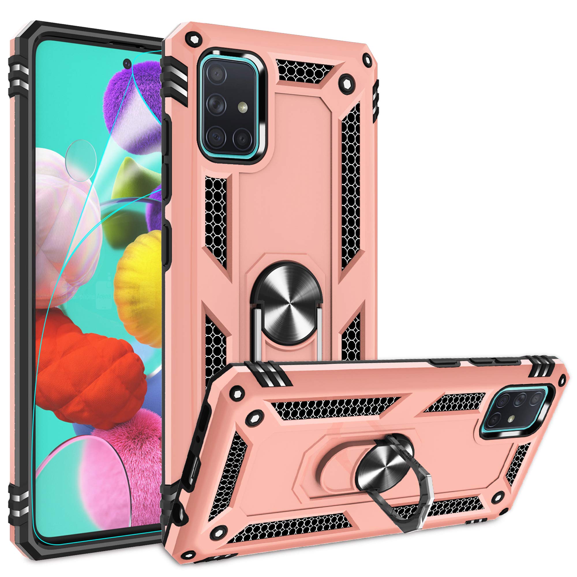 Gritup for Moto G 5G 2025 & Moto G Play 5G 2025 Magnetic Case,Compatible with MagSafe & [HD Screen Protector×2],Metal Rotated Kickstand,Military Grade Drop Proof Anti-Fingerprint Protective,Rose