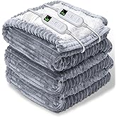YONJION Electric Heated Blanket Throw, Heating Blanket Throw with 4 Timer Settings & 6 Heat Settings, Best Winter Gifts for Men and Women, White Elephant Gifts for Adults (84x90 Inch, Grey)
