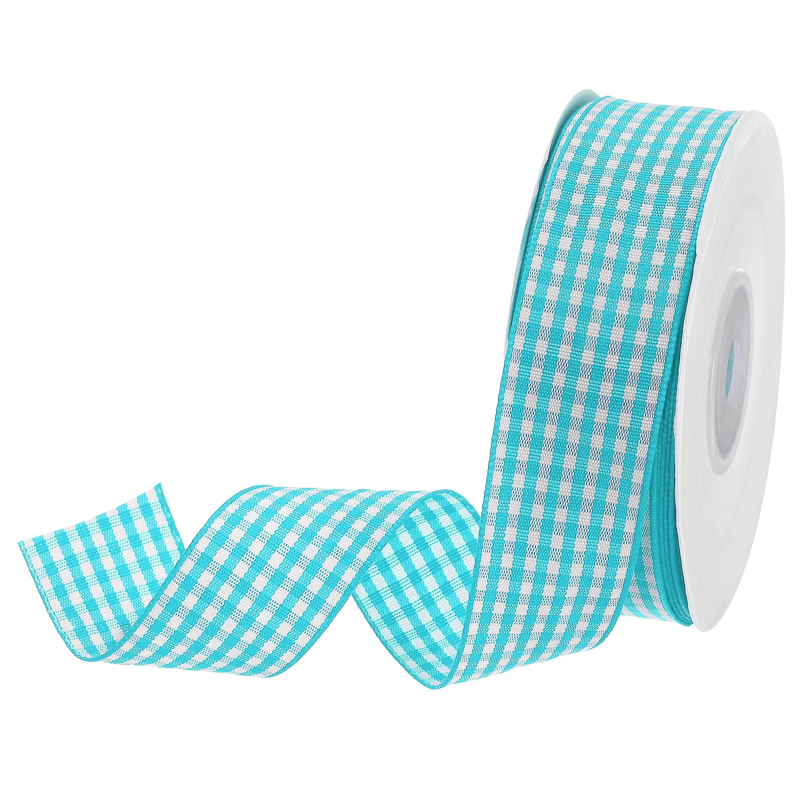 DMiotech 1 Inch 25 Yards Gingham Ribbon, Checkered Ribbon Plaid Ribbon for Gift Wrapping Decoration Art Craft DIY, Azure — image 1
