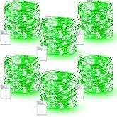 VIHOSE 6 Pack St Patrick's Day Decorations 10ft 30 LED Green Fairy String Lights Lime Green Fairy Lights Battery Operated Copper Wire for Twinkle Mason Jar Firefly St Patrick's Day Party Decor