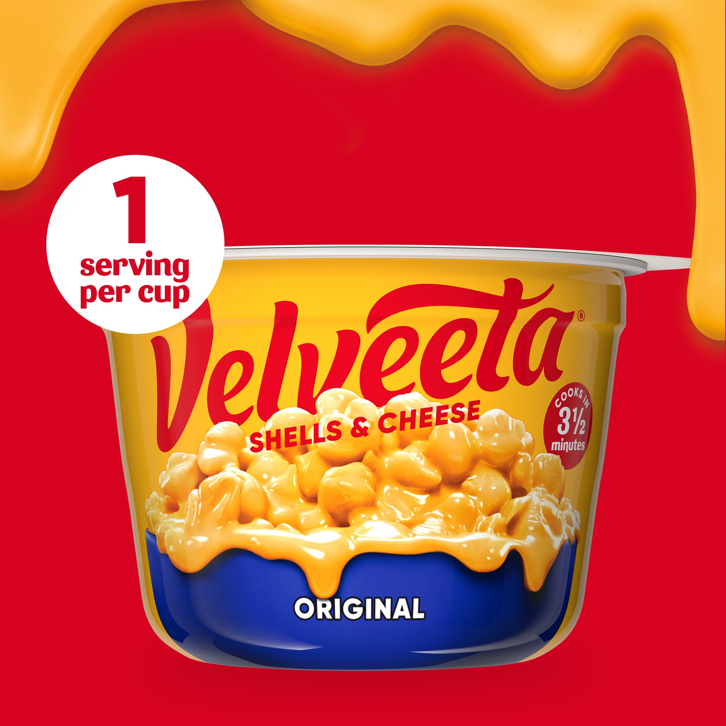 Velveeta Shells & Cheese Original Microwaveable Shell Pasta & Cheese Sauce, 4 ct Pack, 2.39 oz Cups
