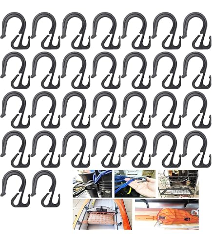 15 Pcs Elastic Rope Hooks - Black POM Cargo Net Hooks For Bungee Cords, Truck, Garage
