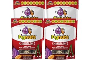 NUTRA FIG FigNuts Fig Bars - Gluten Free Fig Bars, Fig Bar with Real Fruit Snack Bar, Fruit Bars, Gluten Free, Non-GMO, High Fiber Whole Food Ingredients, No Added Sugar or Artificial Flavors - Cherry Pie, 6 oz Bags (4 Pack)