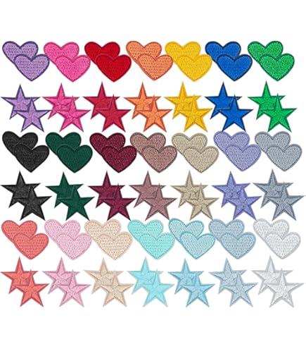 Lot De 62 Patchs Brodés Colorés En Forme De Cœur à Coudre Ou à Repasser Pour Vêtements, Chapeaux, Jeans, Sacs à Dos, Chaussures