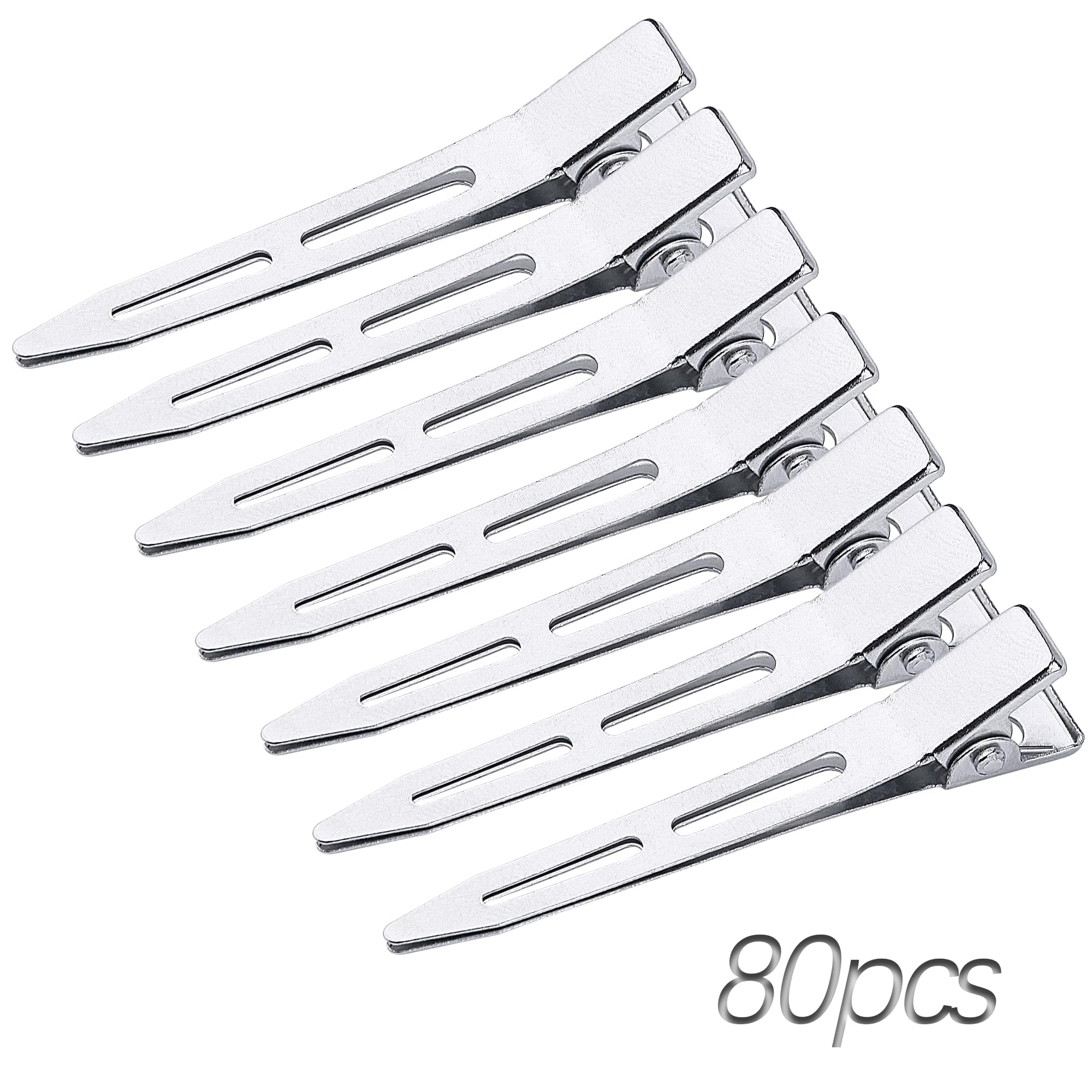 Mbsomnus 80pcs Pin Curl Clips 2.2 Inch Hair Clips for Styling Metal Sectioning Hair Clips Silver Hairdressing Clips Duck Bill Single Prong Alligator Curl Clips for Women Girls Salon Bows DIY — image 1
