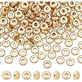 UNICRAFTALE About 200Pcs Real 18K Gold Plated 4mm Flat Round Beads Stainless Steel Spacer Beads Hole 1.5mm Disc Beads Finding for DIY Bracelet Necklace Jewelry Making