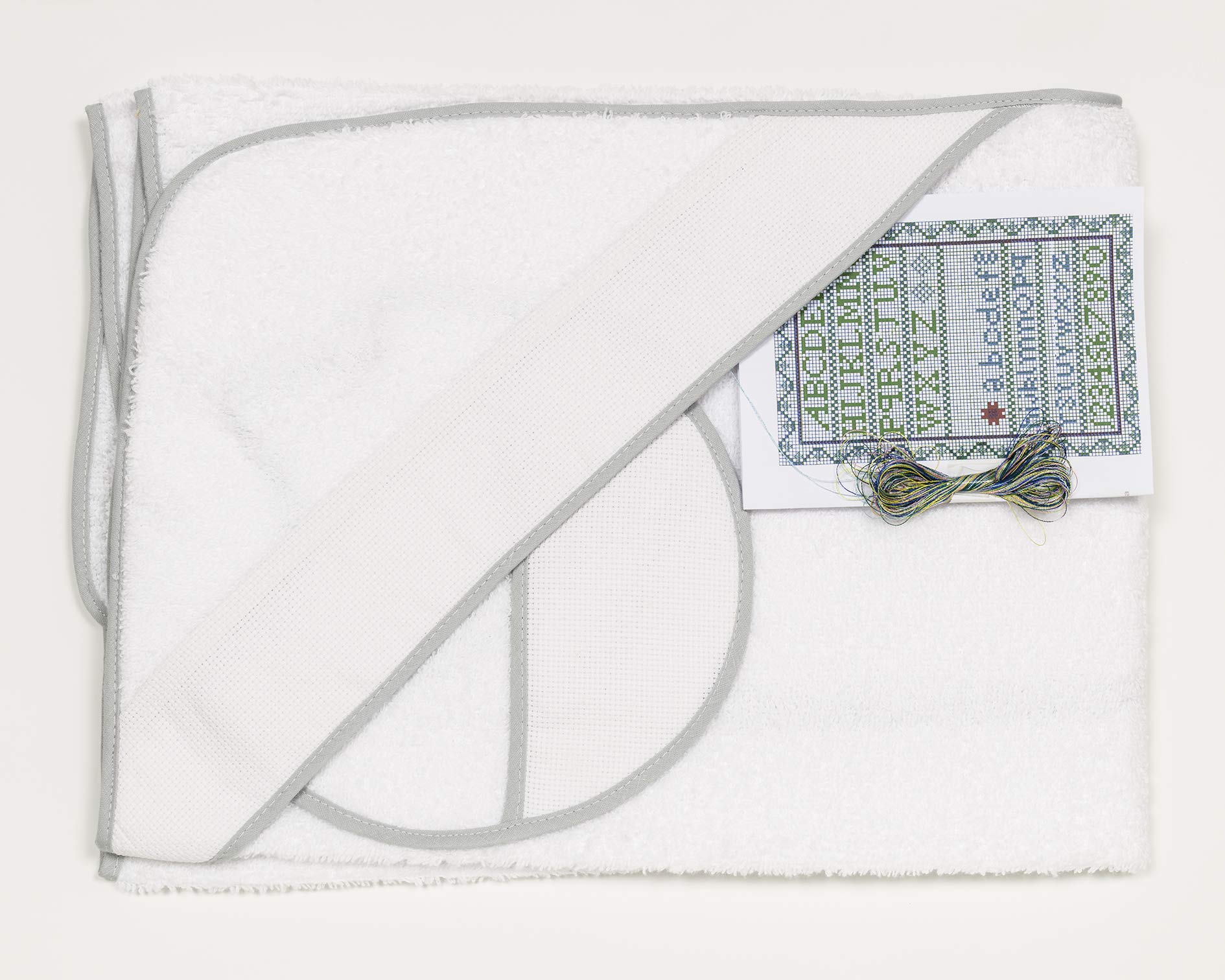 Ti TIN | Pack of Baby Bath Cloak + Hood + Bib Cross Stitch 100% Cotton with Very Soft Feel | White | 100 x 100 cm