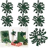 AIMUDI Dark Green Velvet Curly Bows for Gift Wrapping 6.5'' Christmas Gift Bows Self Adhesive Velvet Bows for Presents, Treat Bags, Wine Bottles Party Holiday Decorations - 6 Counts