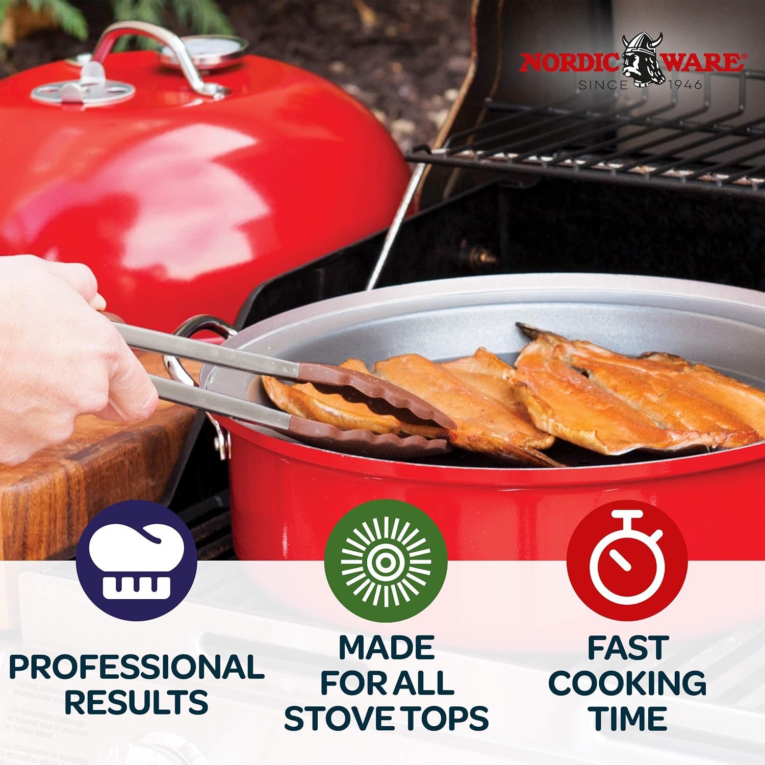 Nordic Ware 365 Indoor/Outdoor Kettle Smoker, Stovetop/Grill Smoker for Meat Fish, and Vegetables - Image 4