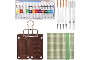 Boyistar Paint Palette Travel Kit, Mini Watercolor Paint Set, 2.36’’ Wooden Grid Paint Box for Painters Artists Students