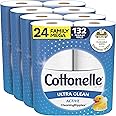 Cottonelle Ultra Clean Toilet Paper with Active CleaningRipples Texture, Strong Bath Tissue, 24 Family Mega Rolls (24 Family 