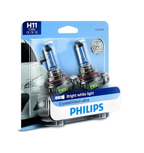 Philips CrystalVision Platinum H7 Halogen Bulbs – 2 Pack, 55W, 3800K Warm White, Upgraded Low Beam Headlight