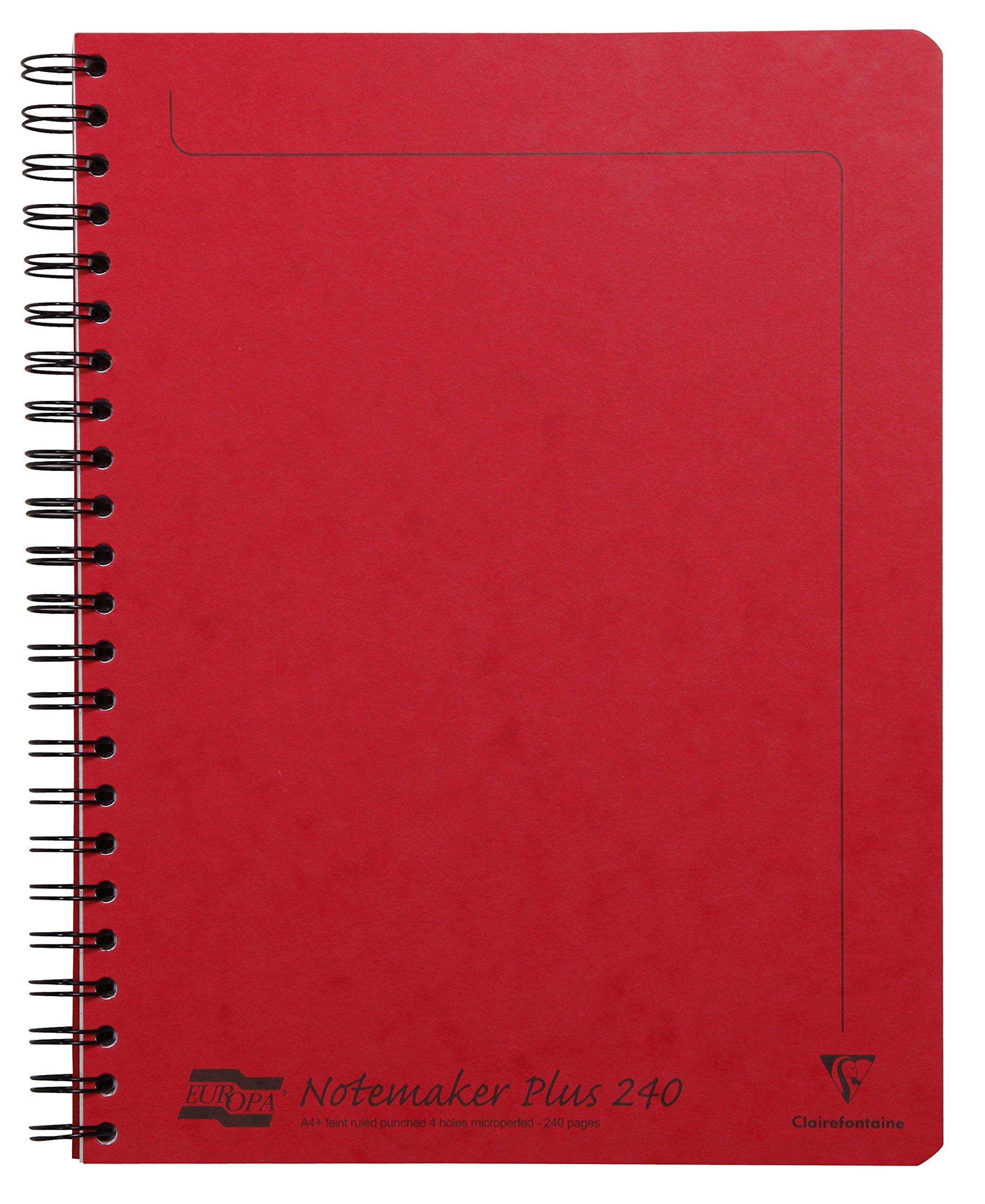 Clairefontaine - Ref 482/1127Z - Europa Notemaker Sidebound Notebook (120 Pages) - A4+ Size, 90gsm Brushed Vellum Paper, Micro-Perforated Sheets, Lined Rulings - Red