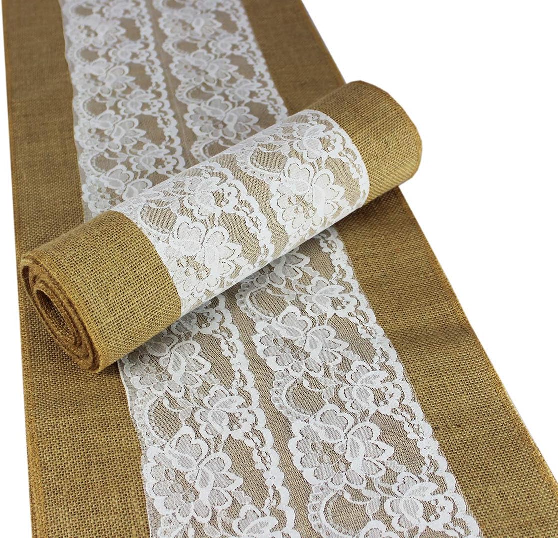 Best burlap and lace table runner 18 x