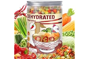 SIHASO Dried Ramen Toppings Dehydrated Vegetables – 9 Mixed Vegetable Green & Red Bell Peppers, 12.35oz Natural Dried Veggie Flakes for Ramen Noodles, Camping Food Emergency Supply, Soups, Vegan
