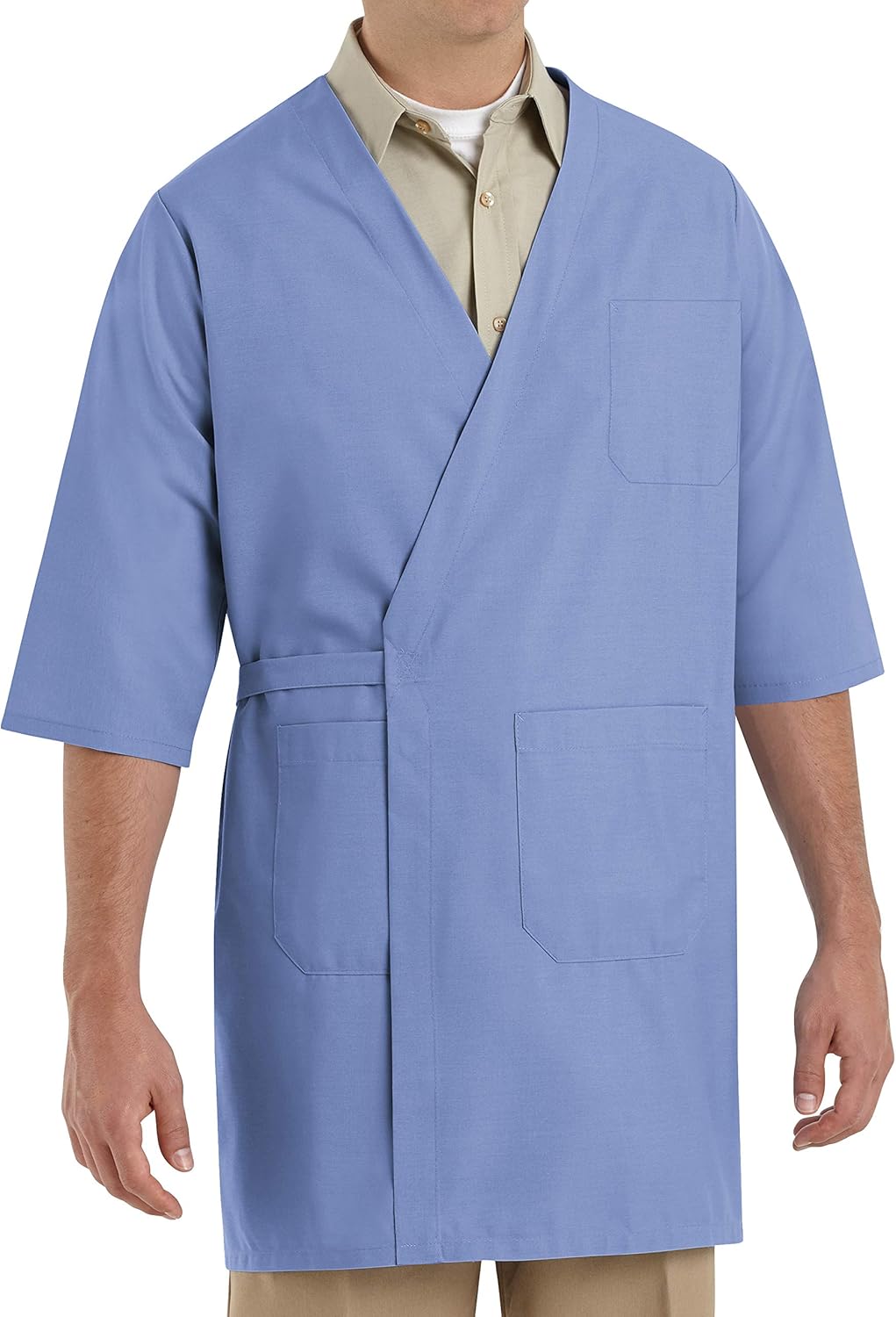 Red Kap Men's RK Collarless Butcher Wrap: Clothing