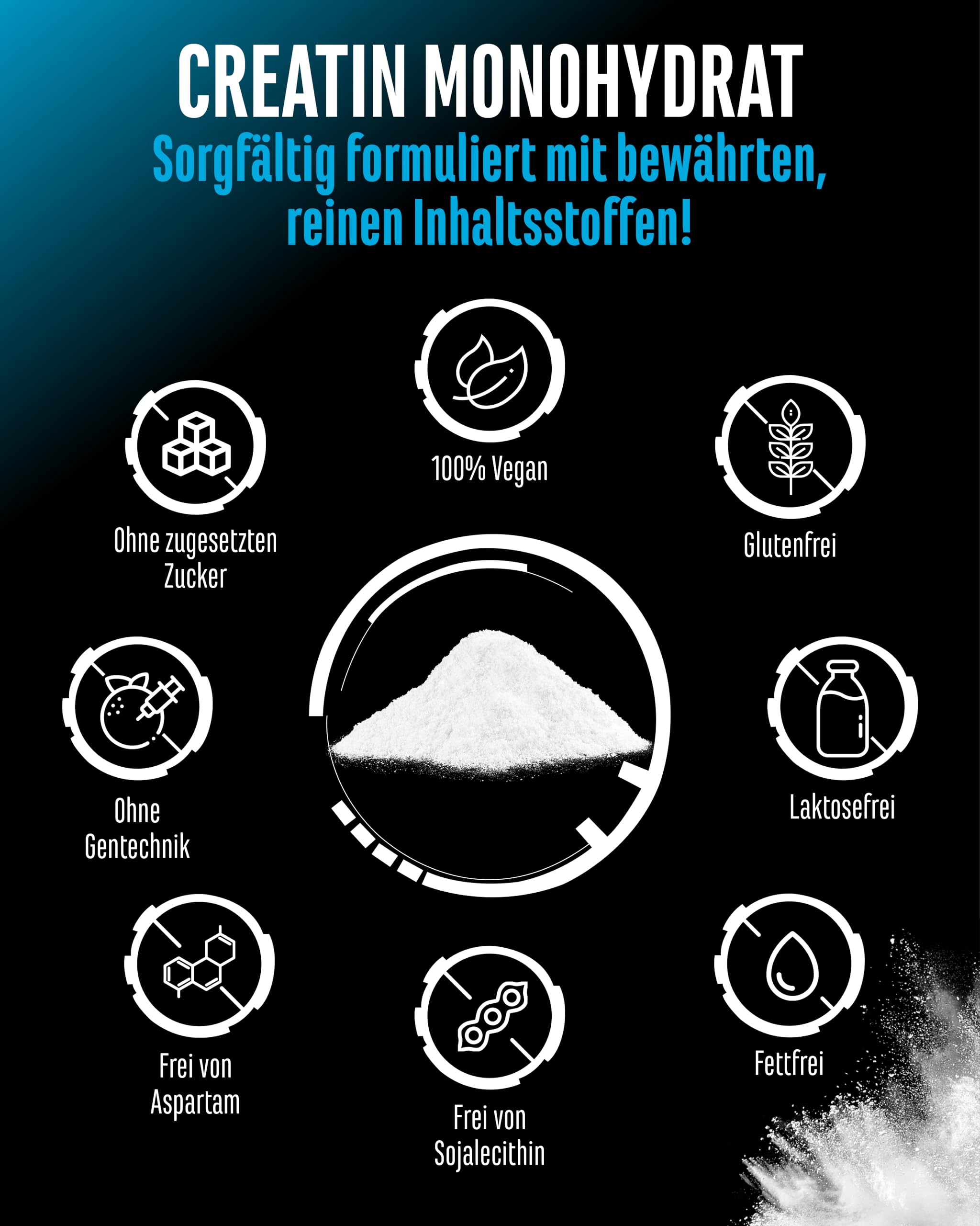 Creatin Monohydrat Pulver 500 g - Mikrofeines Kreatin Monohydrat, sehr gut löslich und hochdosiert - Ohne unnötige Zusätze - Vegan 4