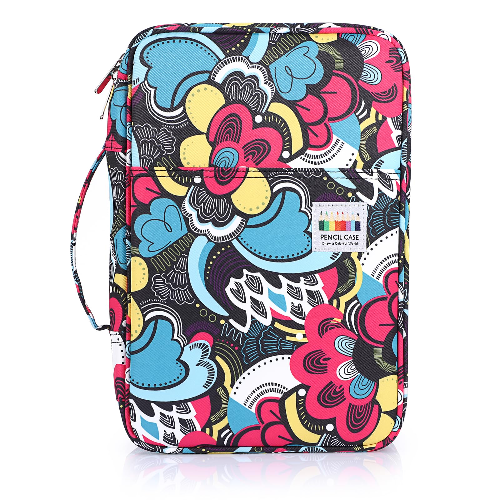 BSTKEY 300 Slots Pencil Case Pencil Wrap for Colored Pencils, Large Capacity Pencil Holder Pen Pouch Bag Stationery Organizer Case, Colourful Pattern (No Pencils)