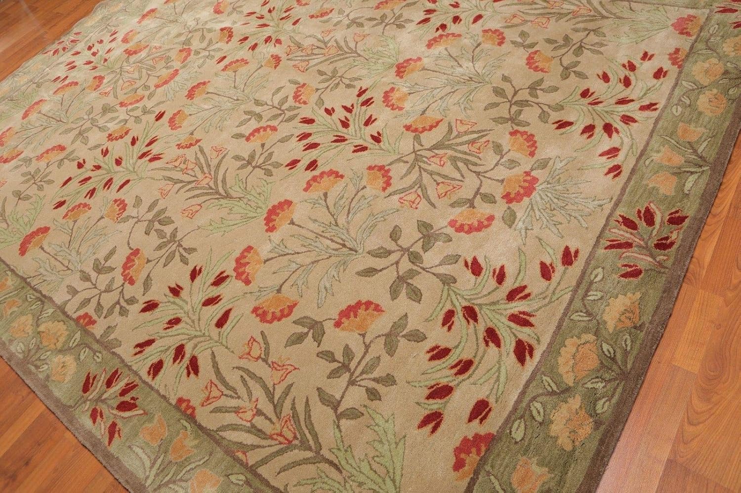 Old Hand Made Floral Bleige Tulips Traditional Persian