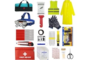 BIATOE Car Roadside Emergency Kit, Car Safety Kit，Automotive Interior Safety Products, Emergency Roadside Kit, Safety Kit for Car, Auto Emergency Road Kit with Reflector Vest
