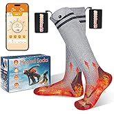 Rechargeable Heated Socks for Men Women with APP Control, 5000mAh*2 Battery Heating Socks, Electric Heated Socks for Outdoor Work Camping Fishing Climbing