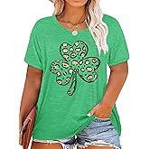 Plus Size St. Patrick's Day Shirt for Women Lucky Shamrock Tee Shirts Irish Clover Graphic Print Tops
