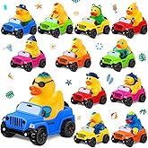 24 Pcs Summer Rubber Ducks for Jeeps, Summer Beach Rubber Ducks, 3.5 Inch Ducks for Jeeps ,2 Inch Ducks for Ducking, 12 Summer Ducks with 12 Cars, Summer Party Favors Gifts Swimming Pool Water Toys