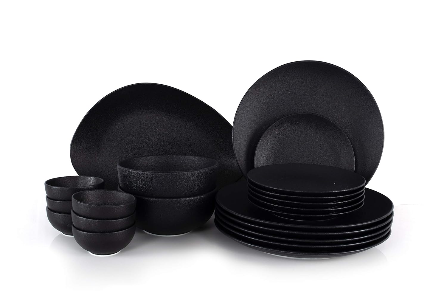 Buy Ariane Fine Porcelain Round Rimless Dinner Set 21 Pcs Black