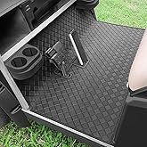 Cartalia Golf Cart Floor Liner Mat 8mm Thick Rubber Full Coverage Fit for Club Car DS 1982-2013 / Villager 1982-2018 Carts Heavy-Duty Non-Slip Front Feet Mats Replacement Easy to Clean - Black Trim